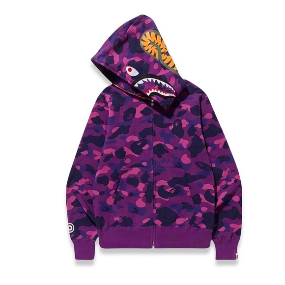 A bathing ape Color camo Purple Shark Full Zip Hoodie - Picture 3 of 4